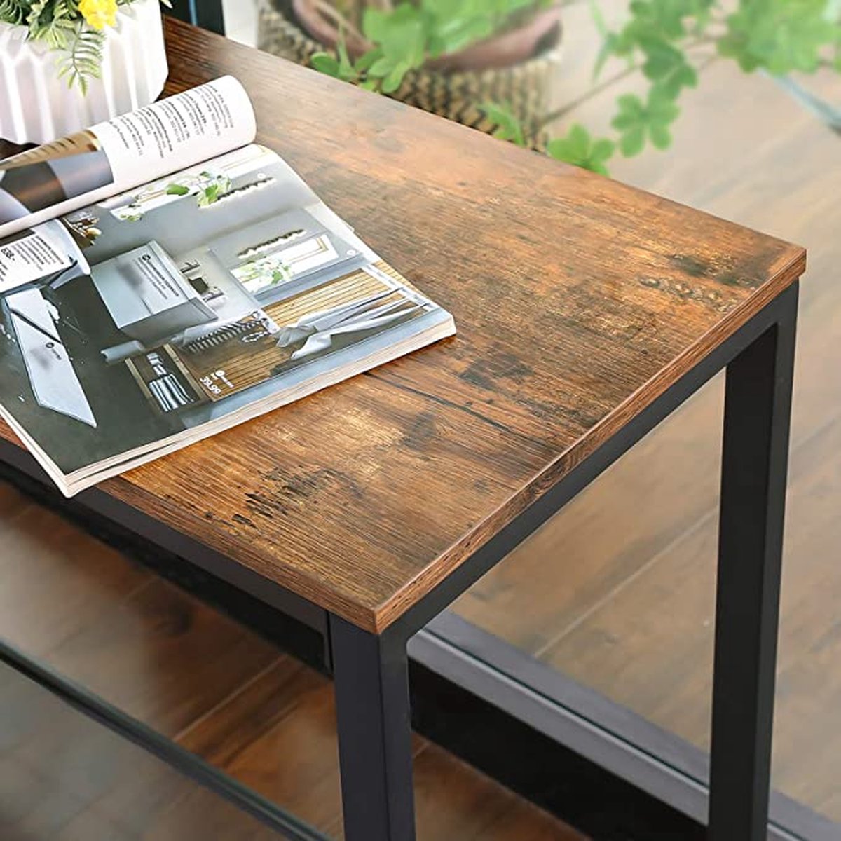 SoBuy FSB21-W Consoletafel Bijzettafel Hal Tafel Met 1 Klep En Compartiment Dressoir