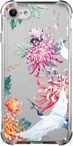 GSM Hoesje iPhone SE 2022/2020 | iPhone 8/7 Telefoonhoesje Valbescherming met transparante rand Bird Flowers
