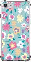 Leuk Hoesje Geschikt voor iPhone SE 2022/2020 | Geschikt voor iPhone 8/7 GSM Hoesje met doorzichtige rand Flower Power