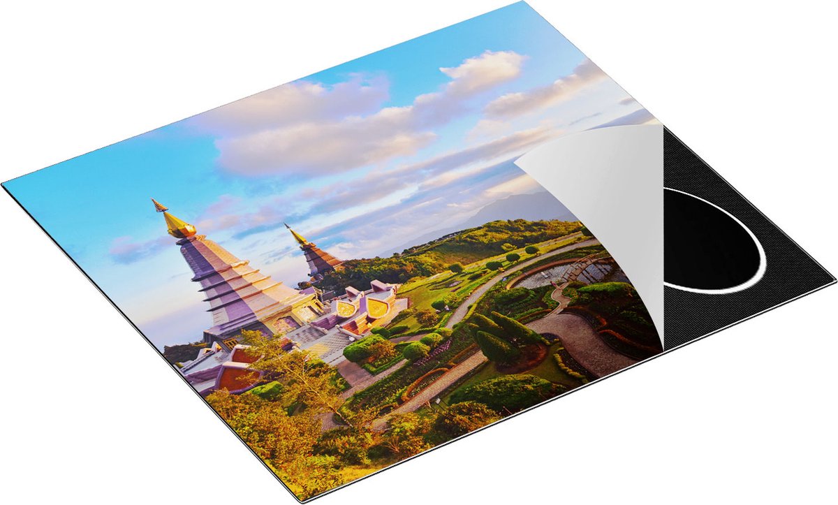 Chefcare Inductie Beschermer Pagode Tempels in de Inthanon Berg in Thailand - 59x51 cm - Afdekplaat Inductie - Kookplaat Beschermer - Inductie Mat