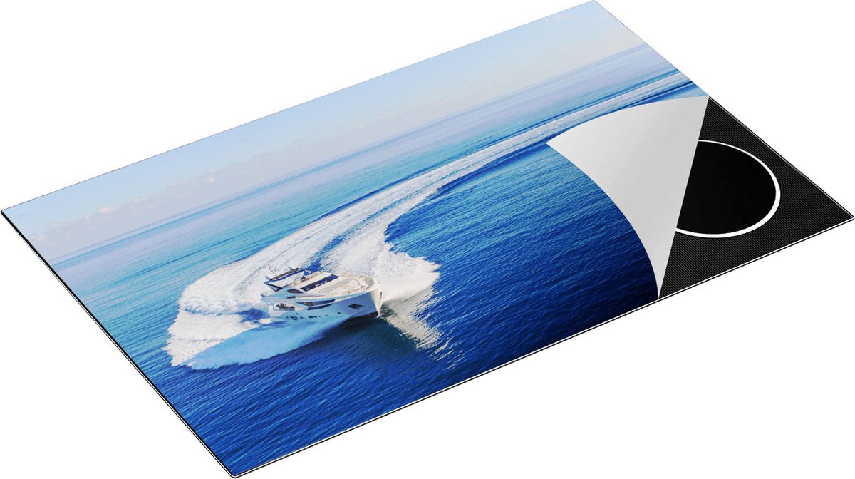 Chefcare Inductie Beschermer Jachtboot op het Water in een Bocht - 85x50 cm - Afdekplaat Inductie - Kookplaat Beschermer - Inductie Mat