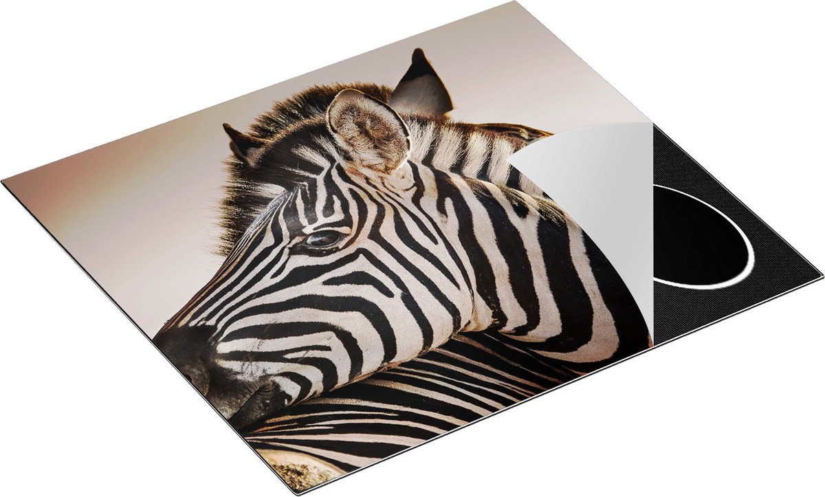 Chefcare Inductie Beschermer Twee Knuffelende Zebra's - 57,6x51,6 cm - Afdekplaat Inductie - Kookplaat Beschermer - Inductie Mat
