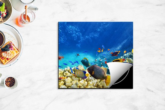 Chefcare Inductie Beschermer Vissen in de Oceaan met Koralen - 60x50 cm - Afdekplaat Inductie - Kookplaat Beschermer - Inductie Mat