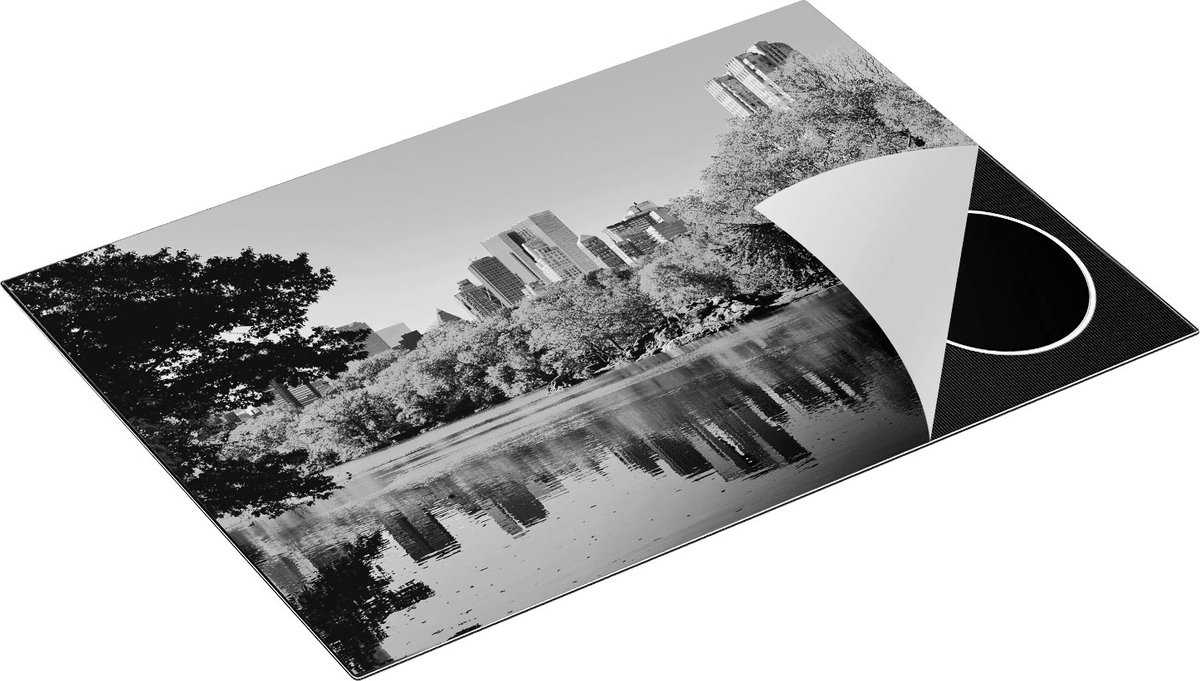 Chefcare Inductie Beschermer Central Park in New York tijdens de Herfst - Zwart Wit - 75x55 cm - Afdekplaat Inductie - Kookplaat Beschermer - Inductie Mat