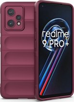 Mobigear Hoesje geschikt voor Realme 9 Pro Plus Telefoonhoesje Flexibel TPU | Mobigear Bumpy Backcover | 9 Pro Plus Case | Back Cover - Bordeaux Rood