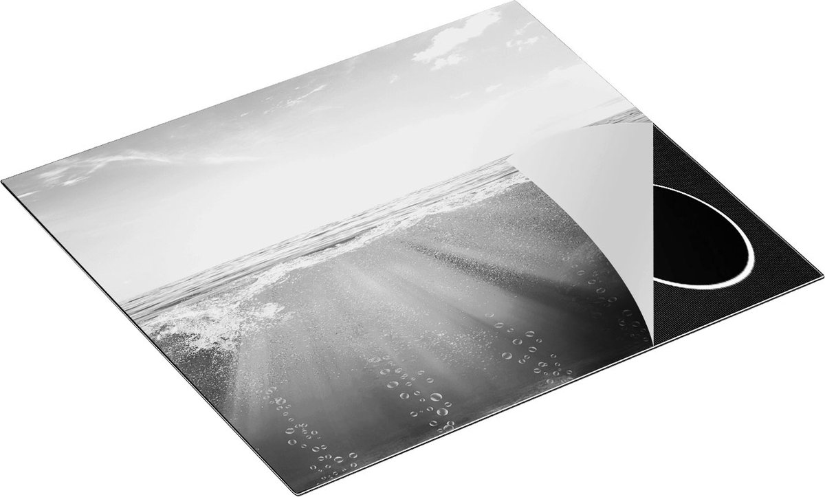 Chefcare Inductie Beschermer Helder Blauwe Zee onder Water - Zwart Wit - 58,3x51,3 cm - Afdekplaat Inductie - Kookplaat Beschermer - Inductie Mat