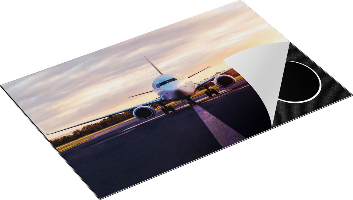 Chefcare Inductie Beschermer Vliegtuig op de Landingsbaan - 80x52 cm - Afdekplaat Inductie - Kookplaat Beschermer - Inductie Mat