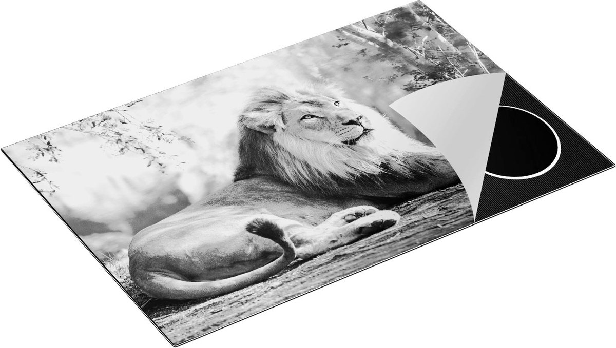 Chefcare Inductie Beschermer Leeuw - Zwart Wit - 81,6x52,7 cm - Afdekplaat Inductie - Kookplaat Beschermer - Inductie Mat