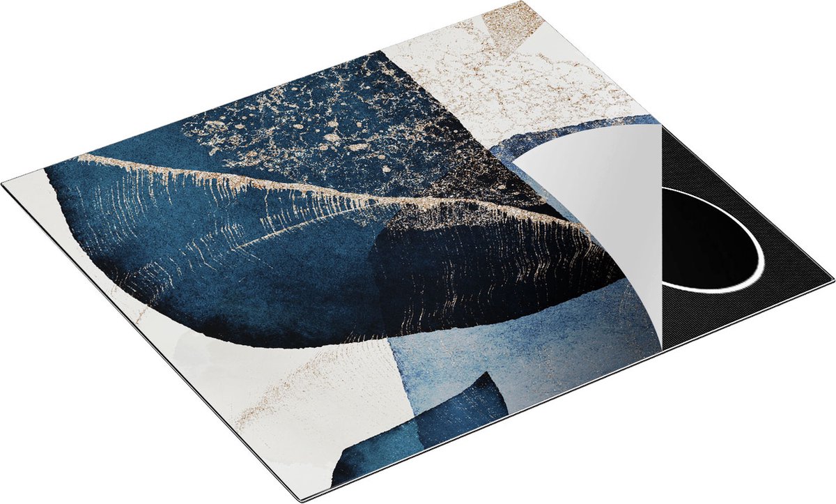 Chefcare Inductie Beschermer Abstracte Kunst - Marmer met Gloed - 59x51 cm - Afdekplaat Inductie - Kookplaat Beschermer - Inductie Mat