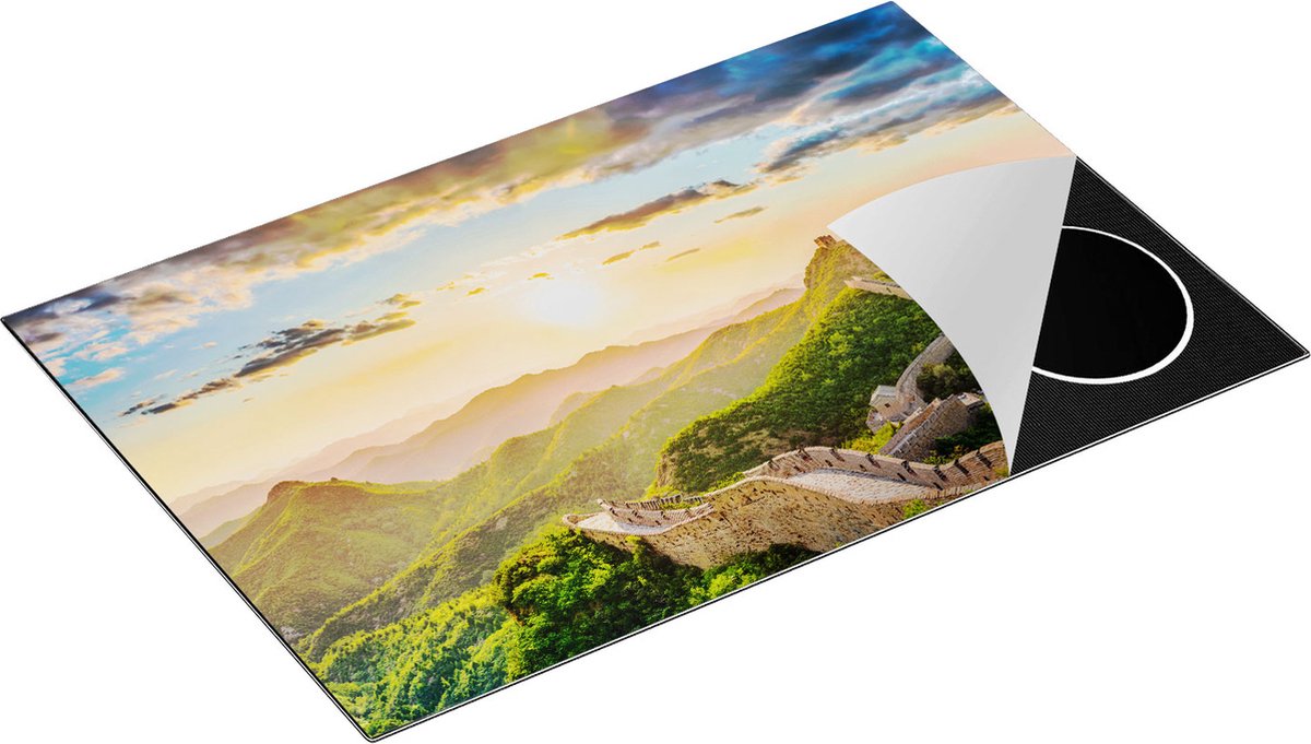 Chefcare Inductie Beschermer De Chinese Muur door de Bergen met Zon - 81x52 cm - Afdekplaat Inductie - Kookplaat Beschermer - Inductie Mat