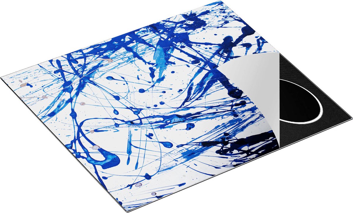 Chefcare Inductie Beschermer Abstracte Kunst Blauwe Verf - 60x55 cm - Afdekplaat Inductie - Kookplaat Beschermer - Inductie Mat