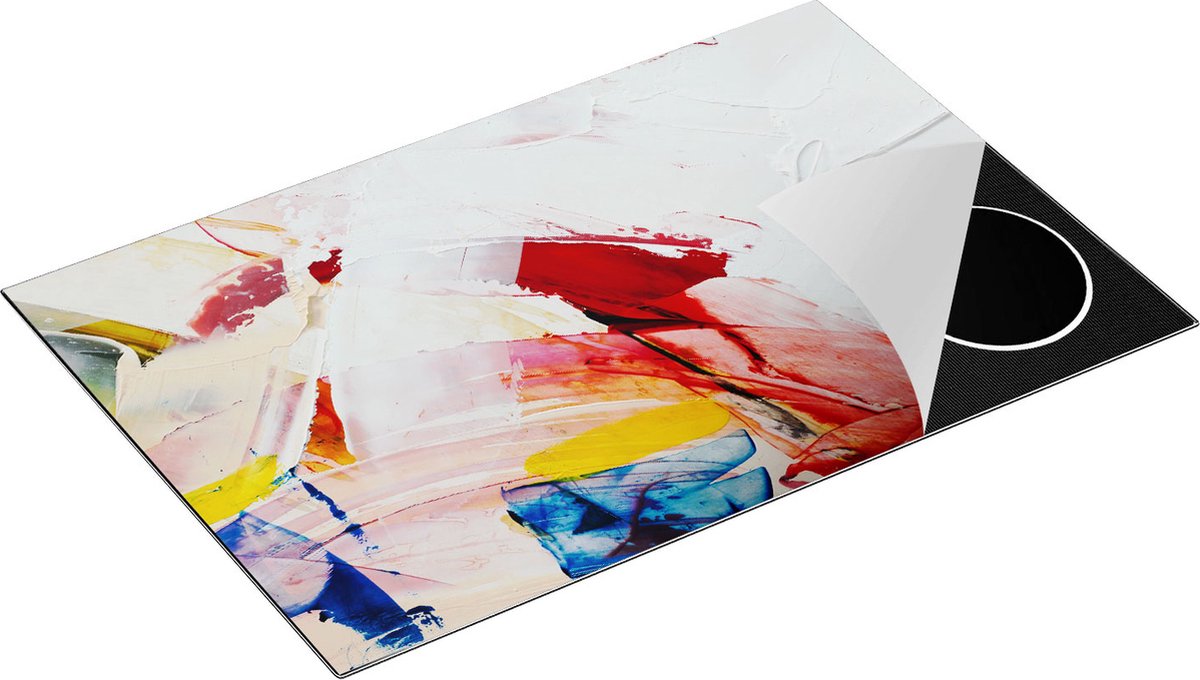 Chefcare Inductie Beschermer Abstracte Kunst van Verf Kleuren - 80,2x52,2 cm - Afdekplaat Inductie - Kookplaat Beschermer - Inductie Mat