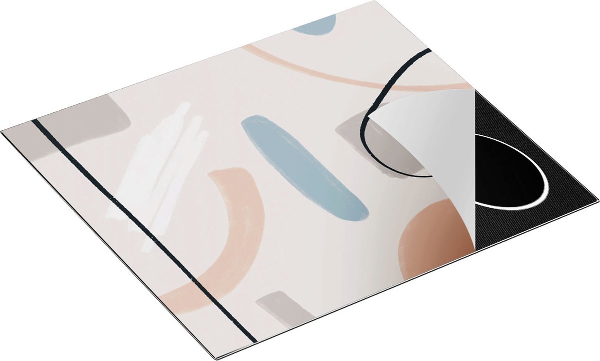 Chefcare Inductie Beschermer Abstracte Kunst - Scandinavische Style - 59x51 cm - Afdekplaat Inductie - Kookplaat Beschermer - Inductie Mat