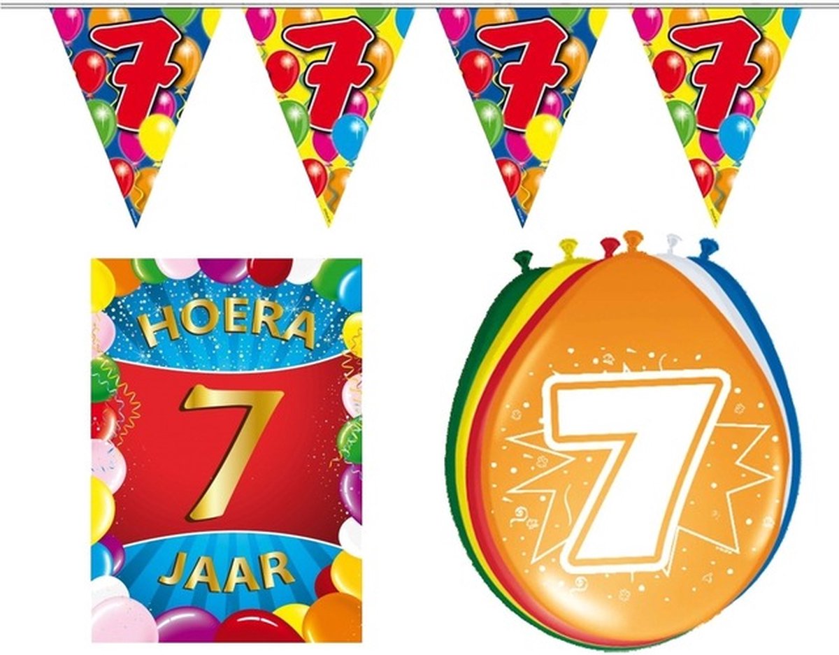 7 jarige/jaar feestartikelen versiering voordeel pakket