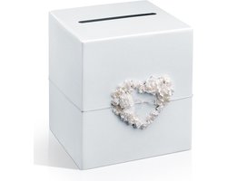 Bruiloft enveloppendoos met hart - Huwelijk decoratie - Wit - 24 x 24 cm