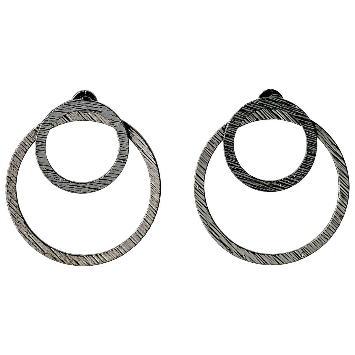 Pilgrim Ring Oorbellen Zooey - Sieraden Vrouw - 2 in 1 - Hematiet kleur - Lengte 20 mm - Hoogte 22 mm