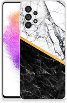 Smartphonehoesje Geschikt voor Samsung Galaxy A73 5G Smartphone hoesje Marble White Black