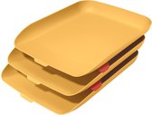Leitz Cosy Set Van 3 Brievenbakken  - Brievenbakjes Voor A4- En C4-Formaten  - Ideaal voor Thuiskantoor/Thuiswerken - Warm Geel