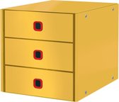 Leitz Cosy Click & Store Kartonnen A4 Ladekast met 3 Laden - 28.6 x 28.2 x 35.8 Cm(BxHxD) - Opvouwbare Sorteerdoos - Warm Geel