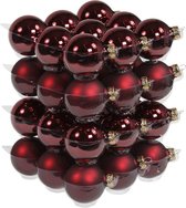36x Bordeaux rode glazen kerstballen 6 cm - mat/glans - Kerstboomversiering bordeaux rood mat en glanzend