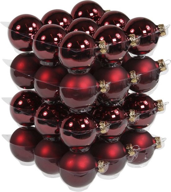 Decoderen pakket zo veel 36x Bordeaux rode glazen kerstballen 6 cm - mat/glans - Kerstboomversiering  bordeaux... | bol.com