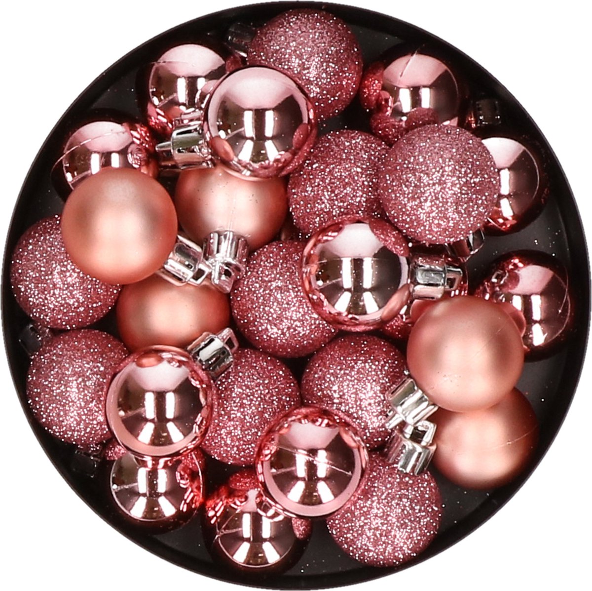 60x stuks kleine kerstballen 3 cm roze kunststof - Onbreekbare plastic kerstballen - Kerstversiering