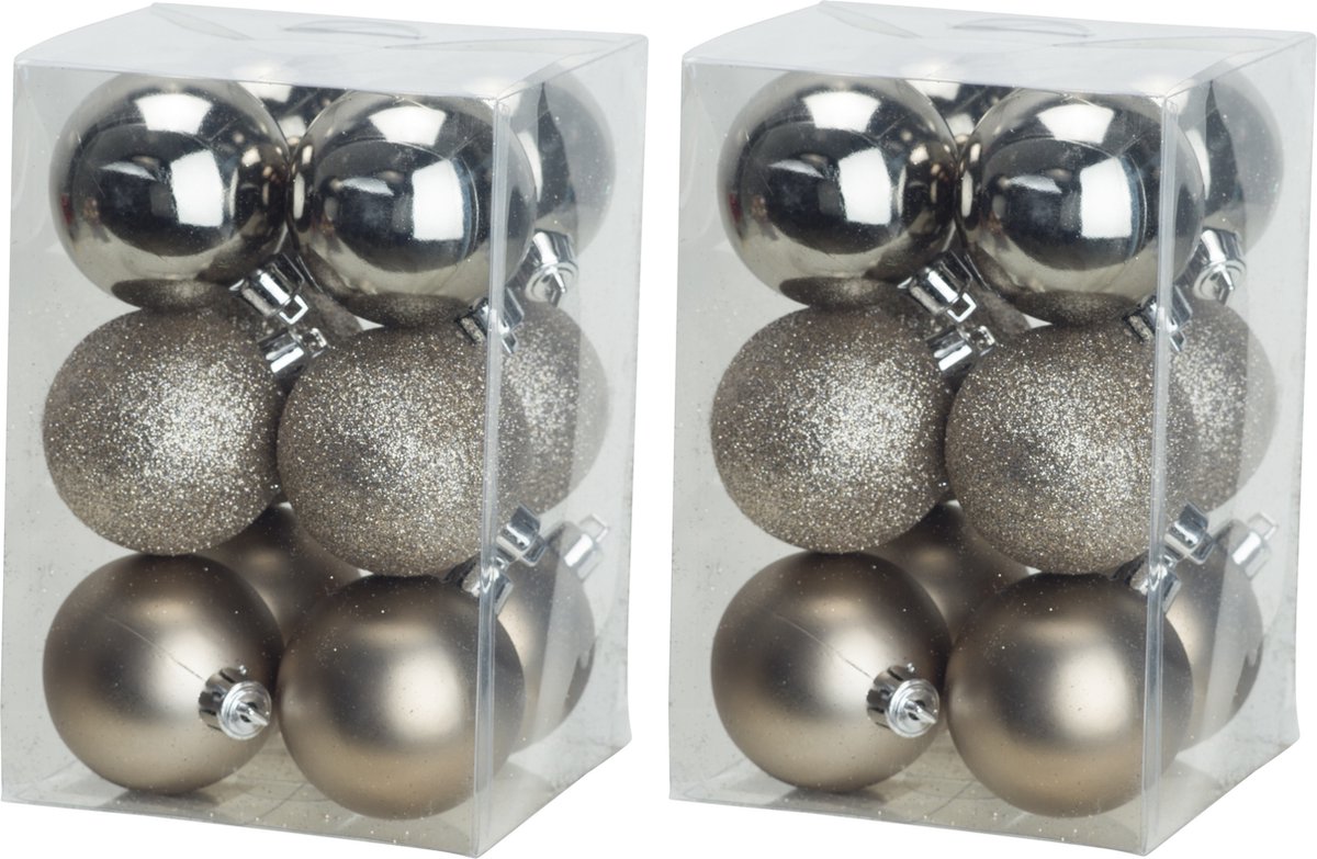 Cosy & Trendy Kerstballen - 48x - champagne - 6 cm - kunststof - kerstversiering - Onbreekbare plastic kerstballen