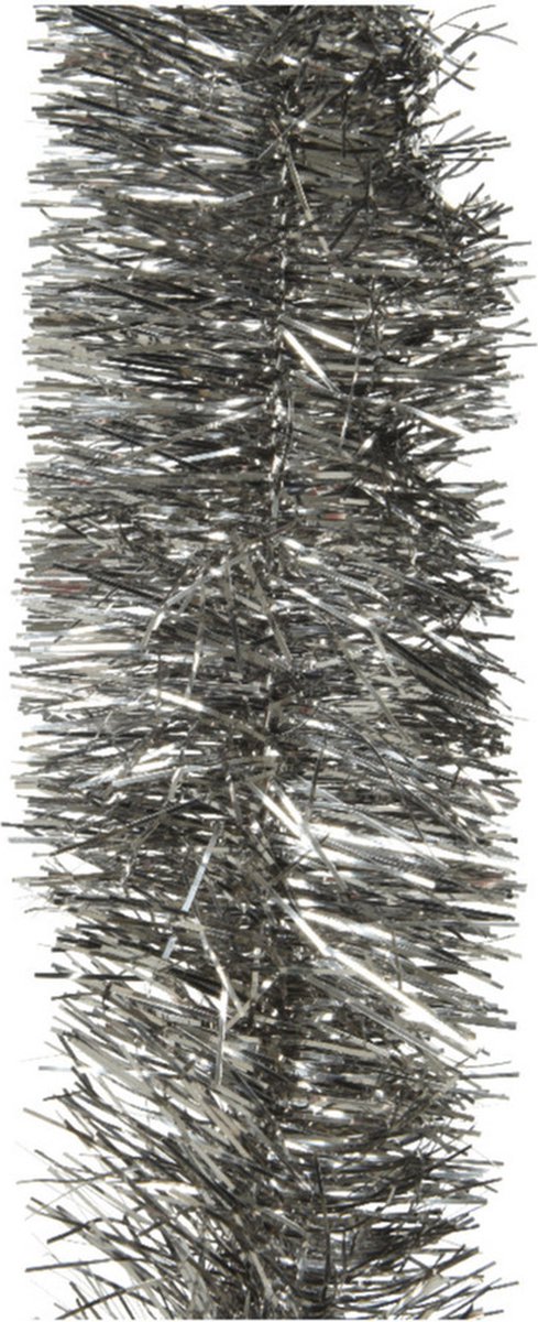 1x stuks kerstslingers antraciet (warm grey)  270 x 7 cm - Folie lametta guirlandes/slingers kerstversiering