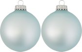16x Misty aqua blauwe velvet glazen kerstballen mat 7 cm kerstboomversiering - Kerstversiering/kerstdecoratie blauw