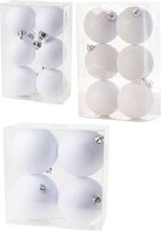 Kerstversiering set glitter kerstballen in het wit 6 - 8 - 10 cm pakket - 50x stuks