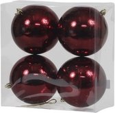 Othmar decorations Kerstballen - 4x - bordeaux - kunststof - 12 cm