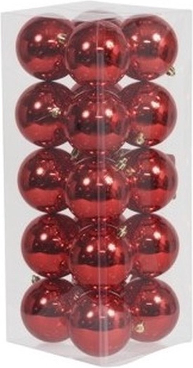 Othmar decorations Kerstballen - 20x st - rood - D8 cm - kunststof - glans - kerstversiering