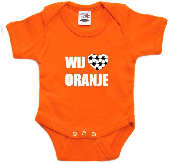 Oranje fan romper voor babys - wij houden van oranje - Holland / Nederland supporter - EK/ WK romper / outfit 68