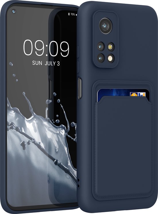 Etui kwmobile pour Xiaomi Mi 10T / Mi 10T Pro - Etui pour téléphone avec porte-cartes - Etui pour smartphone en bleu foncé