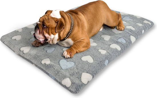 Topmast Wellness Fleece - Hondenmat - Blue Hearts - Microvezel Fleece - 60 x 40 cm - Hondenkussen - Hondenbed