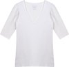 Claesen's® - Dames 3/4 Sleeve V-Neck T-Shirt - Wit - 95% Katoen - 5% Lycra