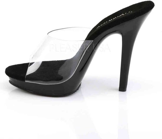 Fabulicious High Heels - 44 Shoes- LIP-101 US 13 Zwart/ Transparent