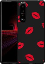 Sony Xperia 1 III Hoesje Zwart Red Kisses Designed by Cazy