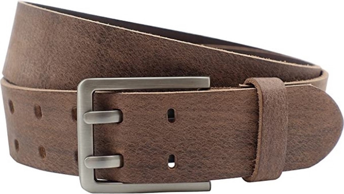 Fana Belts leren riem bruin - Jeans riem - Leren heren riem - Taillemaat 90 - Brede riem 4.5 cm - Kleding riem