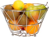 Metalen fruitmand/fruitschaal zilver rond 24 x 15 cm - Fruitschalen/fruitmanden - Basic model