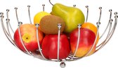 Fruitschaal/fruitmand rond zilver metaal 32 cm - Fruitschalen/fruitmanden - Draadmand van metaal