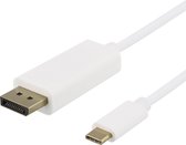 Deltaco USB-C to DisplayPort Cable, 1m, 4K, 3D - White