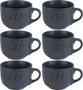Cosy & trendy soepkommen - 6x - donkergrijs - 11 cm - 510 ml - soepbeker - kommetje - schaaltje