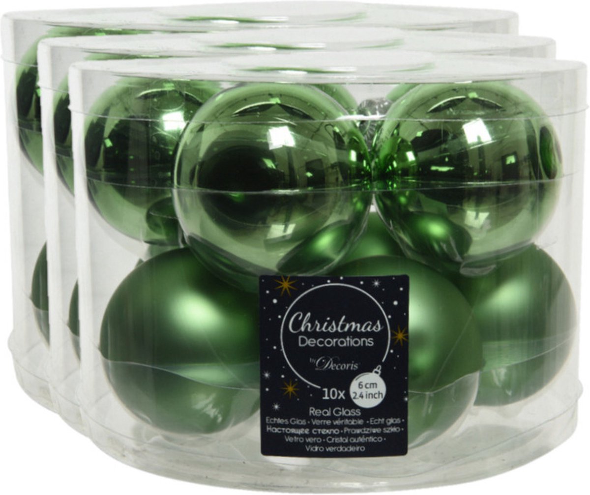 40x stuks kerstballen groen van glas 6 cm - mat/glans - Kerstboomversiering