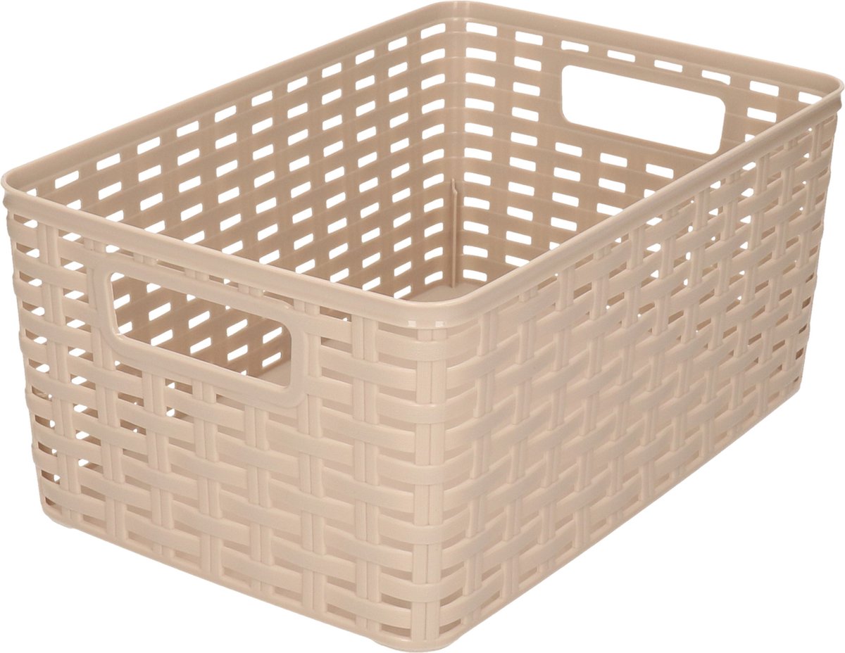 Plasticforte Opbergmand - Kastmand - rotan kunststof - taupe - 6 Liter - 19 x 29 x 13 cm