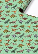 Stewo - Papier Papier cadeau - Papier couverture - Saurus vert - Dinosaurus - 70x200 cm