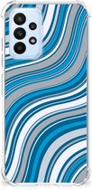 Shockproof Case Geschikt voor Samsung Galaxy A23 Telefoon Hoesje met doorzichtige rand Golven Blauw
