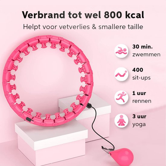 PROIRON Smart Hoelahoep voor Volwassenen, Gewichtsverlies met Gewichtsbal, 16 Snel Afneembare Segmenten (Roze