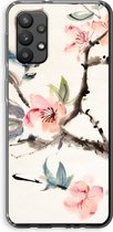 Case Company® - Hoesje geschikt voor Samsung Galaxy A32 4G hoesje - Japanse bloemen - Soft Cover Telefoonhoesje - Bescherming aan alle Kanten en Schermrand