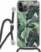 Case Company® - Hoesje met koord geschikt voor iPhone 13 Pro Max hoesje met Koord - Bananenbladeren - Telefoonhoesje met Zwart Koord - Extra Bescherming aan alle Kanten en Over de Schermrand